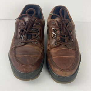Ecco Track 25 Low Brown Leather GoreTex Moc Toe Shoes Mens Size 42 US 8-8.5